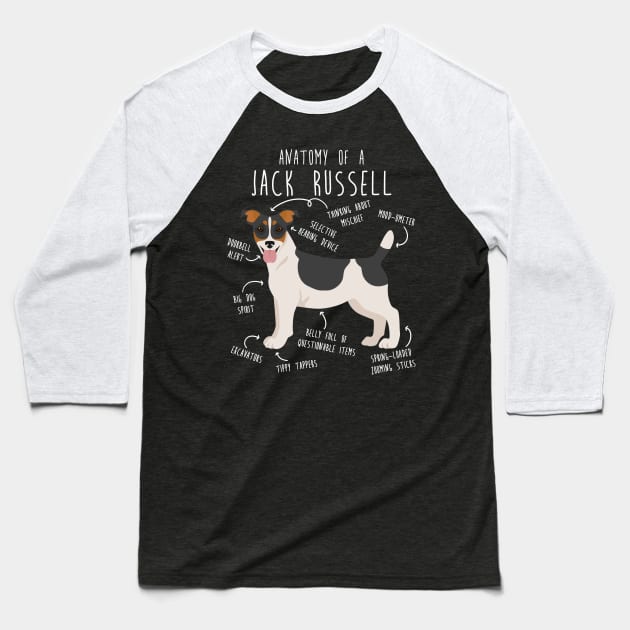 Jack Russell Terrier Dog Anatomy Baseball T-Shirt by Psitta